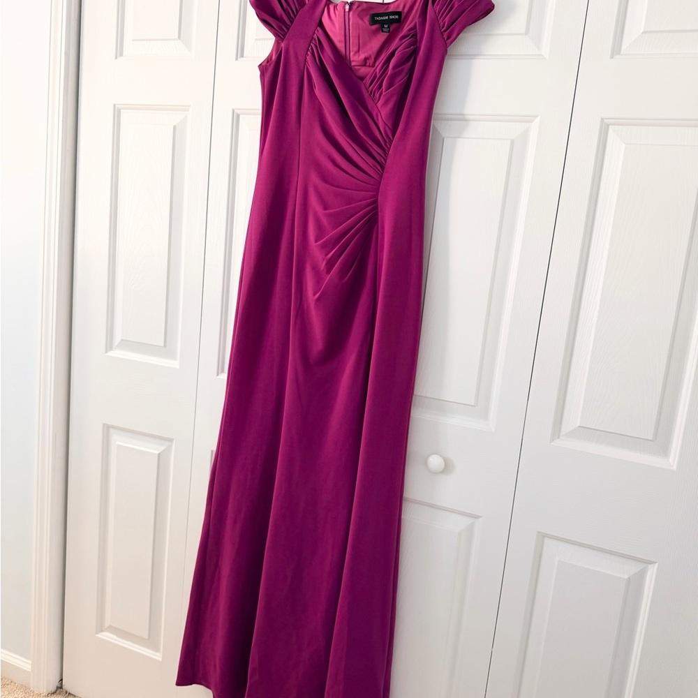 Tadashi Shoji Fuchsia Off-Shoulder Maxi Dress - Picture 3 of 7